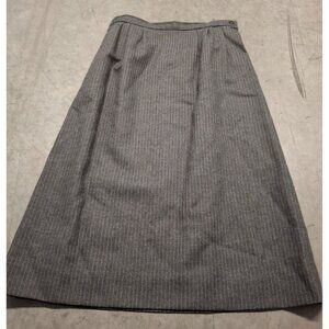 Vintage Narve Benard Gray Pinstripe Wool Midi Skirt Fully Lined Button Closure